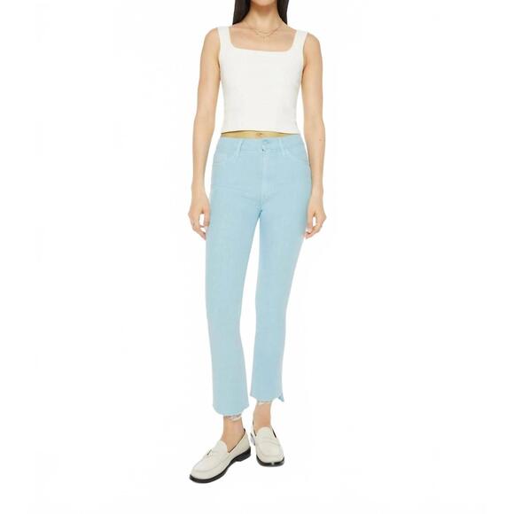 NEW MOTHER insider crop step fray jeans in chalk it up
